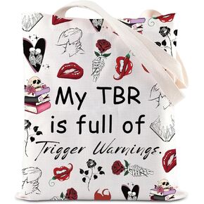 KUIYAI Romance Reader Tote Bag To Be Read Handbag Bookish Gift Enemies to Lover Gift My TBR is Full of Trigger Warnings Gift