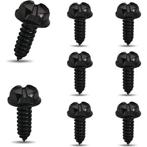 4 PCS Car License Plate Frame Screws, 304 Stainless Steel Fixed Slotted Hexagonal Head Screws, License Plate Fasteners, Universal for Cars, Trucks, SUVs (Silver)
