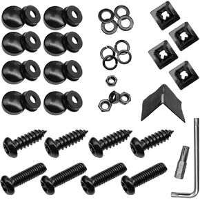 Rustproof License Plate Screws Kits, Anti Theft Security Bolts Fasteners M6 (1/4") Stainless Steel Car Tag Bolts and Nut Set for Front Rear Frame Holder Mounting