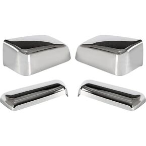 ECOTRIC Chrome Tow Mirror Cap Cover Compatible with 2014-2019 GM Chevy Silverado GMC Sierra Pickup Truck Replacement For 23444125, 23444126, 23444119, 23444120 Pair Triple Chrome Plated