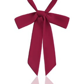 Ribbon Tie, Black/Red/Navy Bow Tie for Women, Girls Neck Self String Tie School Bolo Bowtie for Uniform Shirts