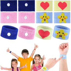 4 Pairs Kids Motion Sickness Bands Travel Wristbands Kids Motion Sickness Relief Nausea Bands Motion Sickness Wristbands Car Sickness Bracelet for Kids for Morning Flying Travel (Bright Style)