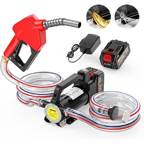 Fuel Transfer Pump Battery Powered, 21V Cordless Diesel Transfer Pump 13GPM w/1X4.0Ah Battery, Portable Self-Priming Electric Transfer Pump w/Auto-off Nozzle&Hose for Water Kerosene Tractor