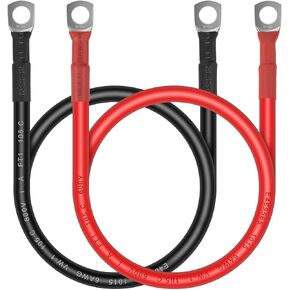 Battery Cables - iGreely 6 Gauge Battery Power Inverter Cables with 5/16'' Lugs for Solar Panle Automotive Motorcycle RV & Marine Made with Tinned Copper 1 Black & 1 Red 6AWG 3ft/90cm