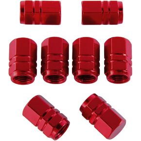 EBOOT 8 Pieces Tire Stem Valve Caps Wheel Valve Covers Car Dustproof Tire Cap, Hexagon Shape (Red)