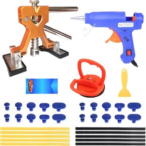 35PCS car unpainted dent Repair Tool kit, Gold Lift, Suction Cup and Glue Gun, dent Puller, Suitable for Repairing car Hail Pit Damage and dents on Other Metal Surfaces
