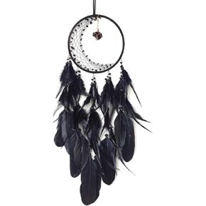 Black Dream Catchers Dream Catcher with Stone Pendant Handmade Feather Dream Catchers Wall Hanging Ornaments for Bedroom Home Decor