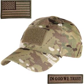 Tactical Hat with 2 Pieces Military Patches Operator OCP US Flag Cap