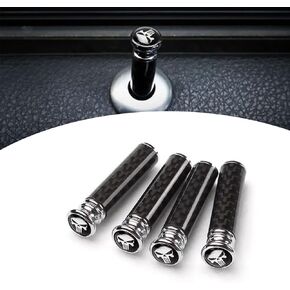 4 Pack Car Door Lock Bolt Pin, Skull Design, Carbon Fiber Waterproof Durable Vehicle Knob Bolt Cover, Universal Smooth Automotive Door Lock Bolt Replacement for Most Cars (Black)
