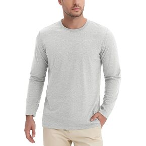 TACVASEN Long Sleeve Shirts for Men Cotton Classic Crew-Neck Moisture Wicking Mens Undershirt Comfort Solid Tee Shirt