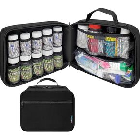 Large Padded Pill Bottle Organizer, Medicine Bag, Case, Carrier for Medications, Vitamins, and Medical Supplies - Travel Medicine Organizer and Home Storage Med Bag - Black (Without Lock)