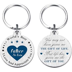 EE&YU Father in Law Christmas Keychain Gifts - Father in Law Birthday Gifts, World's Best Father in Law Wedding Gifts, Love and Appreciate Father in Law Present