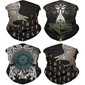 JooMeryer 4PCS Seamless Rave Bandana Face Mask for Men Women Neck Gaiter Scarf Dust Wind Balaclava Headwear