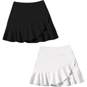 DREAM BUS 2 Pack Girls Skirts Gir Built in Shorts Little Kid Tennis Skirts Skorts Toddler Girl Athletic Skorts Flowy Skirts
