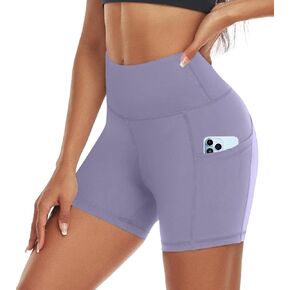 Aoliks Women's 5" Biker Shorts with Pockets High Waist Tummy Control Running Workout Spandex Gym Volleyball Yoga Shorts
