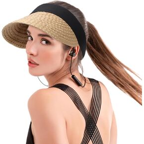 Women's Sunshade Hat, Foldable Women's Beach Hat, Summer Sunshade Handmade Straw Hat, UV Sunscreen Outdoor Travel Hat