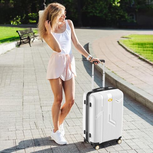 Carry on Luggage 22 X 14 X 9 Airline Approved 20 Inch Suitcase with Spinner wheels,Travel Suitcase Lightweight with TSA Lock Hardside Luggage Airline Approved Carry on Suitcase(White) in Saudi Arabia