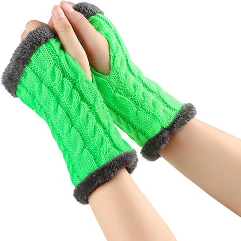 Knit Arm Warmers Fingerless Knitting Gloves Winter Mitten Gloves ThumbHole Costume in Kuwait