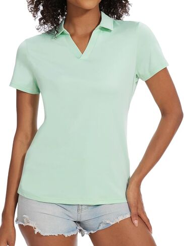 Women's Golf Polo Shirts Short Sleeve Quick Dry UPF 50+ Sun Protection V Neck Tennis Shirt in Saudi Arabia