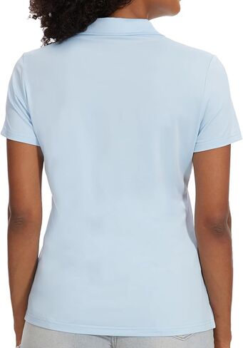 قمصان بولو جولف نسائية بأكمام قصيرة سريعة الجفاف بعامل حماية من أشعة الشمس 50+، قميص تنس برقبة على شكل حرف V in Kuwait