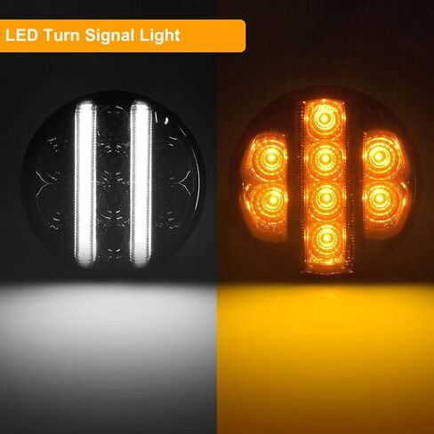 for JK Front Turn Signal LED Lights Running Lamps Compatible with Wrangler JK JKU 2007-2018,White Vertical LED Bar as Daytime Running Lights,Amber Yellow LED as Turn Signal(Smoked Lens) in Kuwait