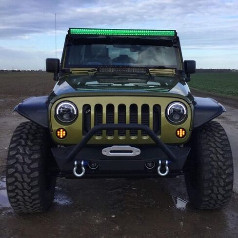 for JK Front Turn Signal LED Lights Running Lamps Compatible with Wrangler JK JKU 2007-2018,White Vertical LED Bar as Daytime Running Lights,Amber Yellow LED as Turn Signal(Smoked Lens) in Kuwait
