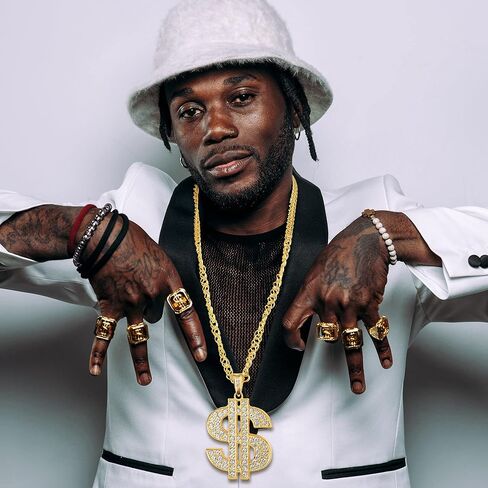 Tatuo 2 Pcs Dollar Sign Chain Gold Plated Hip Hop Necklaces Trendy Men in Kuwait
