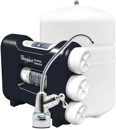 Whirlpool WHER25 Reverse Osmosis (RO) Filtration System With Chrome Faucet | Extra Long Life | Easy To Replace UltraEase Filter Cartridges, White in Saudi Arabia