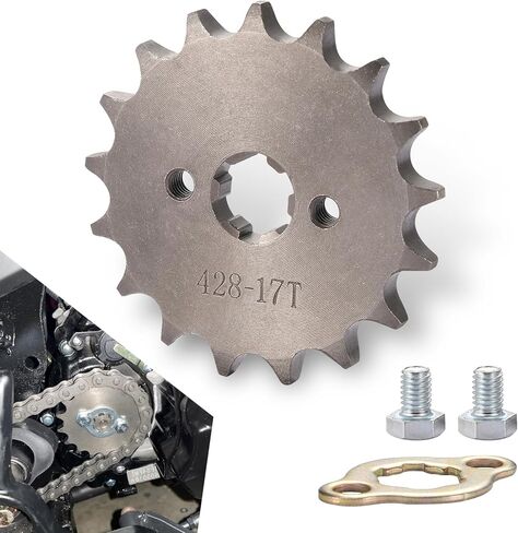 قطعة واحدة من ضرس المحرك الأمامي للدراجة النارية 428-17T، 0.66 بوصة/17 مم لوحة سلسلة أسنان مقاومة للشد والكسر، عالمية للدراجات النارية 50cc 70cc 90cc 110cc على الطرق الوعرة ATVs (فضي) in Kuwait