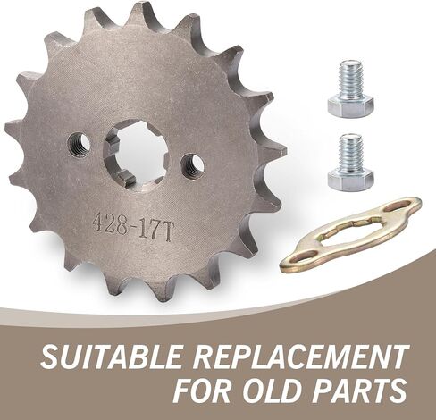 قطعة واحدة من ضرس المحرك الأمامي للدراجة النارية 428-17T، 0.66 بوصة/17 مم لوحة سلسلة أسنان مقاومة للشد والكسر، عالمية للدراجات النارية 50cc 70cc 90cc 110cc على الطرق الوعرة ATVs (فضي) in Kuwait