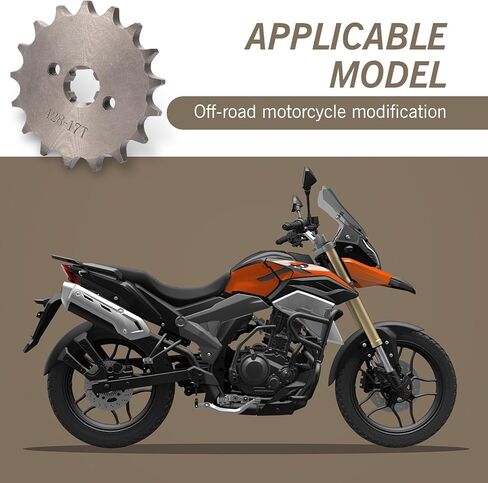 قطعة واحدة من ضرس المحرك الأمامي للدراجة النارية 428-17T، 0.66 بوصة/17 مم لوحة سلسلة أسنان مقاومة للشد والكسر، عالمية للدراجات النارية 50cc 70cc 90cc 110cc على الطرق الوعرة ATVs (فضي) in Kuwait