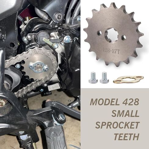 قطعة واحدة من ضرس المحرك الأمامي للدراجة النارية 428-17T، 0.66 بوصة/17 مم لوحة سلسلة أسنان مقاومة للشد والكسر، عالمية للدراجات النارية 50cc 70cc 90cc 110cc على الطرق الوعرة ATVs (فضي) in Kuwait