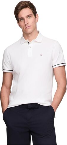 Tommy Hilfiger Men's Short Sleeve Casual Polo Shirts in Regular Fit with Stretch and Cuff Designs in Kuwait
