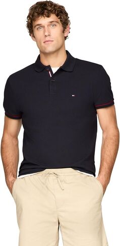 Tommy Hilfiger Men's Short Sleeve Casual Polo Shirts in Regular Fit with Stretch and Cuff Designs in Saudi Arabia