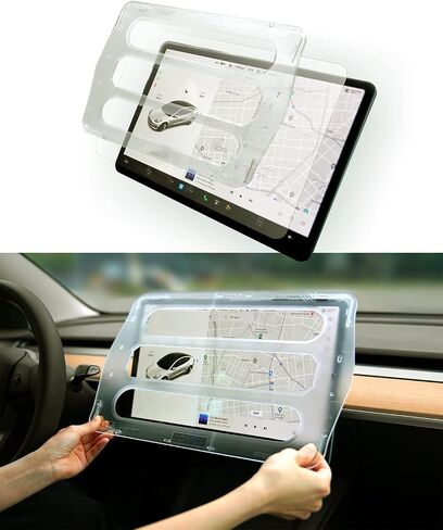 Jowua Tempered Glass Screen Protector designed for Tesla Model 3 / Y Dashboard Touchscreen 9H Tempered Glass Anti-Glare & Fingerprint with Auto-alignment Frame (Crystal Clear) in Saudi Arabia