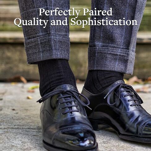 Merino Wool Dress Socks for Men – Over-the-Calf, Ribbed Wool Dress Socks for Size 8-12 – Breathable, Reinforced Heel and Toe in Saudi Arabia