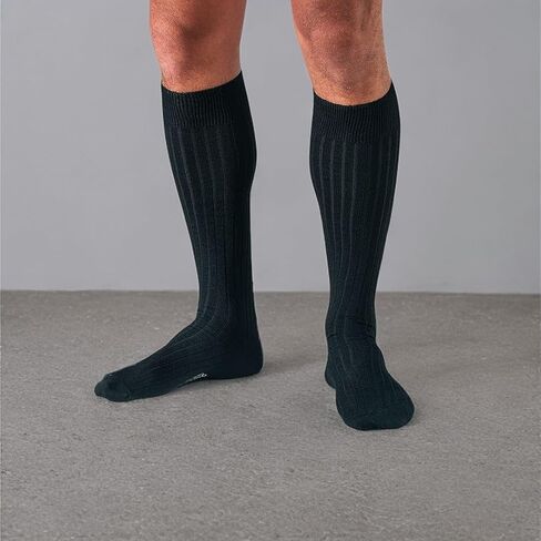 Merino Wool Dress Socks for Men – Over-the-Calf, Ribbed Wool Dress Socks for Size 8-12 – Breathable, Reinforced Heel and Toe in Saudi Arabia