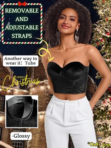 Kaei&Shi Velvet Bustier Top,Going Out Exotic Corset Tops for Women,Sexy Concert Outfit Christmas Date Night in Kuwait