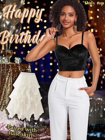 Kaei&Shi Velvet Bustier Top,Going Out Exotic Corset Tops for Women,Sexy Concert Outfit Christmas Date Night in Kuwait