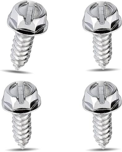 4 PCS Car License Plate Frame Screws, 304 Stainless Steel Fixed Slotted Hexagonal Head Screws, License Plate Fasteners, Universal for Cars, Trucks, SUVs (Silver) in Saudi Arabia