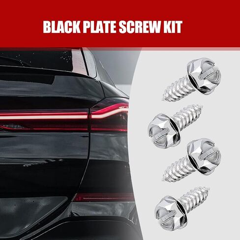 4 PCS Car License Plate Frame Screws, 304 Stainless Steel Fixed Slotted Hexagonal Head Screws, License Plate Fasteners, Universal for Cars, Trucks, SUVs (Silver) in Saudi Arabia