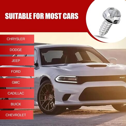4 PCS Car License Plate Frame Screws, 304 Stainless Steel Fixed Slotted Hexagonal Head Screws, License Plate Fasteners, Universal for Cars, Trucks, SUVs (Silver) in Saudi Arabia
