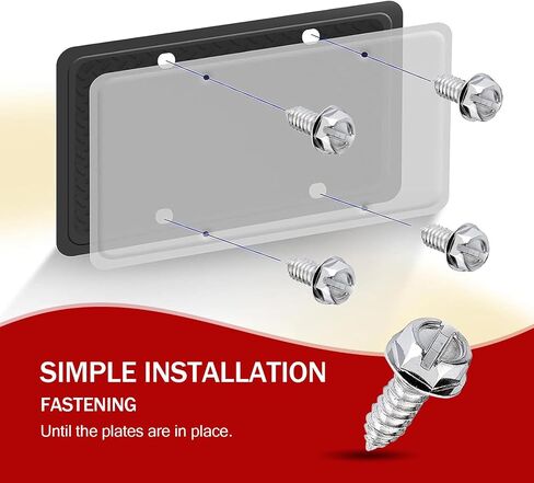 4 PCS Car License Plate Frame Screws, 304 Stainless Steel Fixed Slotted Hexagonal Head Screws, License Plate Fasteners, Universal for Cars, Trucks, SUVs (Silver) in Saudi Arabia