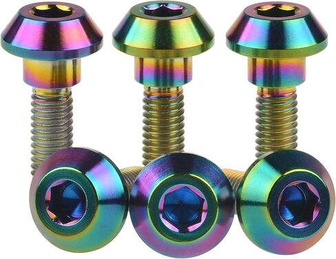 التيتانيوم دراجة نارية قرص الفرامل الترباس المسمار M6 x 20 25mm لسوزوكي GSXR ياماها R1 R6 YZF حزمة من 6 (التيتانيوم العادي، M6x20mm) in Kuwait