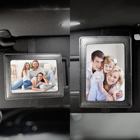 Artificial Leather Car Visor Picture Frames Fits 5-inch Photo Frame for Car Displays Your Photographs Both Vertically and Horizontally (Brown) in Kuwait