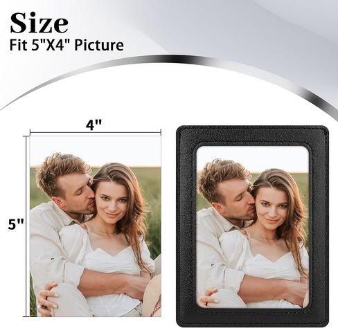 Artificial Leather Car Visor Picture Frames Fits 5-inch Photo Frame for Car Displays Your Photographs Both Vertically and Horizontally (Brown) in Kuwait