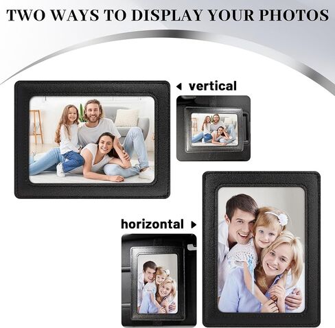 Artificial Leather Car Visor Picture Frames Fits 5-inch Photo Frame for Car Displays Your Photographs Both Vertically and Horizontally (Brown) in Kuwait