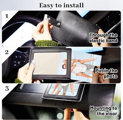 Artificial Leather Car Visor Picture Frames Fits 5-inch Photo Frame for Car Displays Your Photographs Both Vertically and Horizontally (Brown) in Kuwait