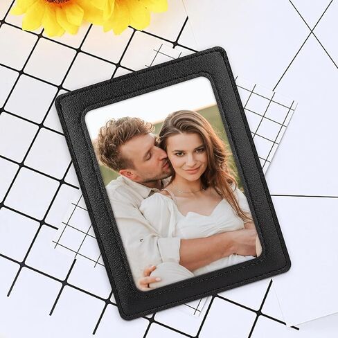 Artificial Leather Car Visor Picture Frames Fits 5-inch Photo Frame for Car Displays Your Photographs Both Vertically and Horizontally (Brown) in Kuwait