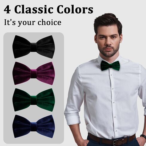 Mens Velvet Bow Tie Pre-tied Bow Ties for Men Adjustable Black Bow Tie Tuxedo Velvet Bowtie for Wedding Prom Party in Kuwait